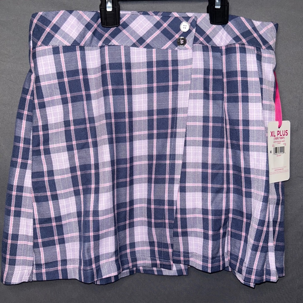 Justice Girls XL Plus 16P/18P Purple Plaid Pleated‎ Skort Built-In Shorts